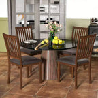 Sedia da pranzo moderna da 2/4 pezzi con schienale alto inclinato in pelle PVC resistente all'usura