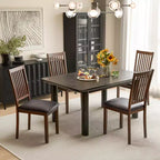 Sedia da pranzo moderna da 2/4 pezzi con schienale alto inclinato in pelle PVC resistente all'usura
