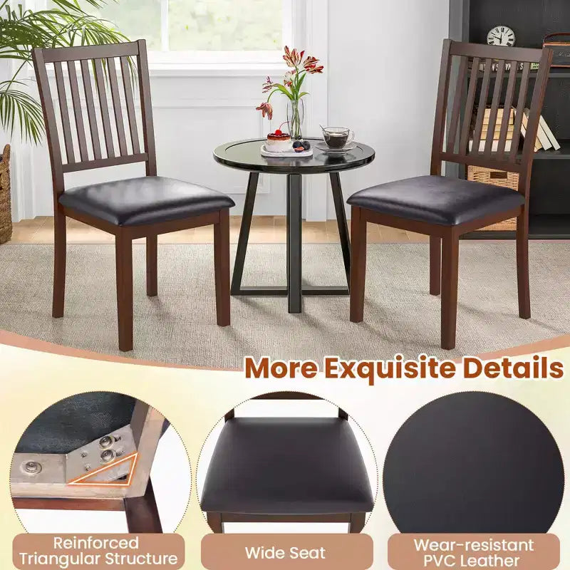 Sedia da pranzo moderna da 2/4 pezzi con schienale alto inclinato in pelle PVC resistente all'usura