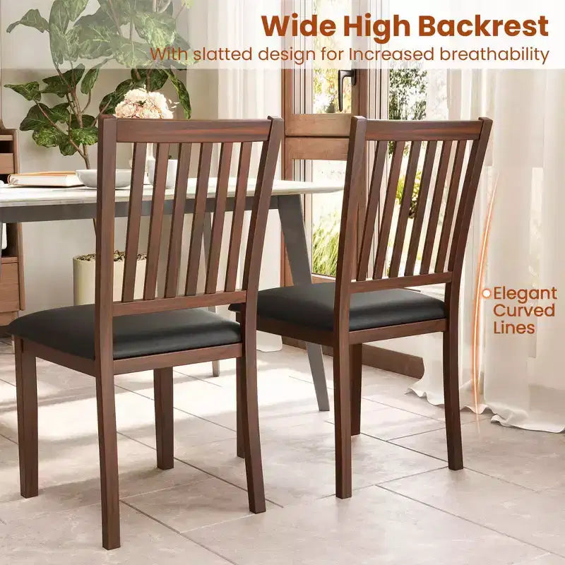 Sedia da pranzo moderna da 2/4 pezzi con schienale alto inclinato in pelle PVC resistente all'usura