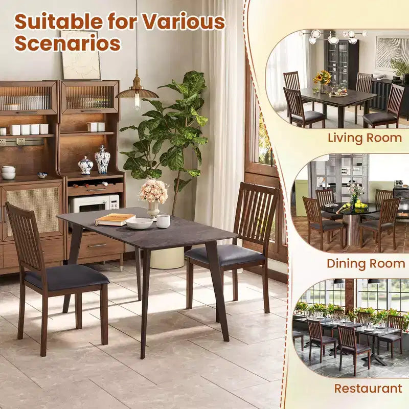 Sedia da pranzo moderna da 2/4 pezzi con schienale alto inclinato in pelle PVC resistente all'usura