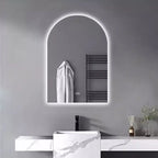 Specchio da bagno a LED senza cornice, anti-appannamento e dimmerabile, con forma ad arco