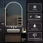 Specchio da bagno a LED senza cornice, anti-appannamento e dimmerabile, con forma ad arco