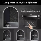 Specchio da bagno a LED senza cornice, anti-appannamento e dimmerabile, con forma ad arco