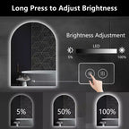 Specchio da bagno a LED senza cornice, anti-appannamento e dimmerabile, con forma ad arco