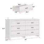 Cassettiera orizzontale a 6 cassetti con venature del legno e maniglie nere per l'arredamento del soggiorno