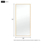 Specchio a figura intera rettangolare con bordo sottile in alluminio 71x34" - Senza supporto