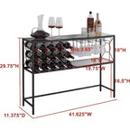 Tavolo Consolle da Divano con Portabottiglie, Mobile Bar con Scaffale per Vino e Portabicchieri, Bronzo/Vetro