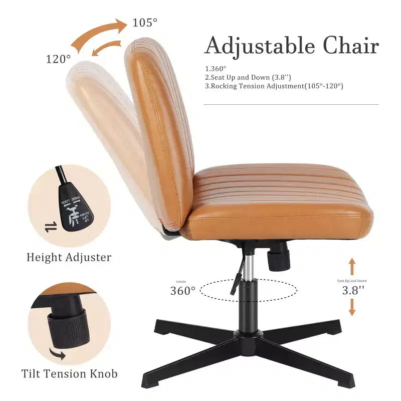 Sedia ergonomica da lavoro in pelle PU regolabile in altezza con gambe incrociate