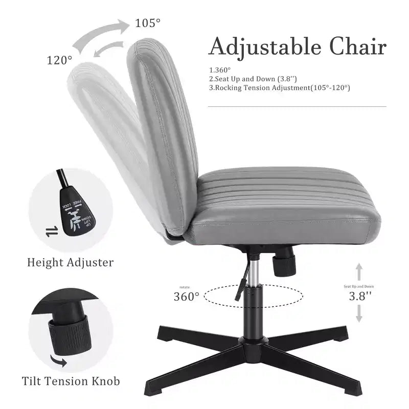 Sedia ergonomica da lavoro in pelle PU regolabile in altezza con gambe incrociate