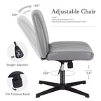 Sedia ergonomica da lavoro in pelle PU regolabile in altezza con gambe incrociate