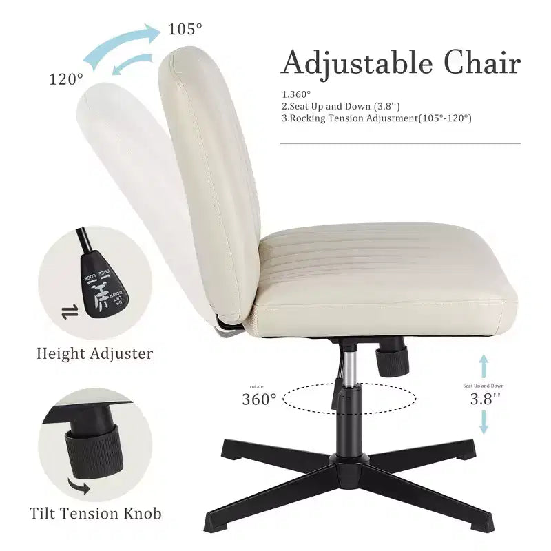 Sedia ergonomica da lavoro in pelle PU regolabile in altezza con gambe incrociate