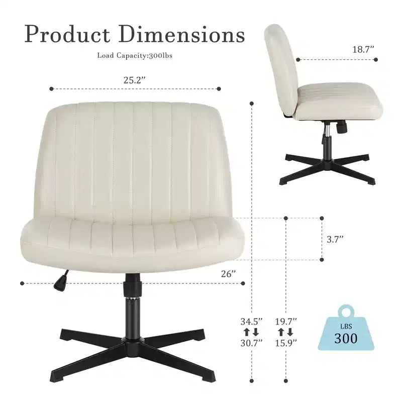 Sedia ergonomica da lavoro in pelle PU regolabile in altezza con gambe incrociate