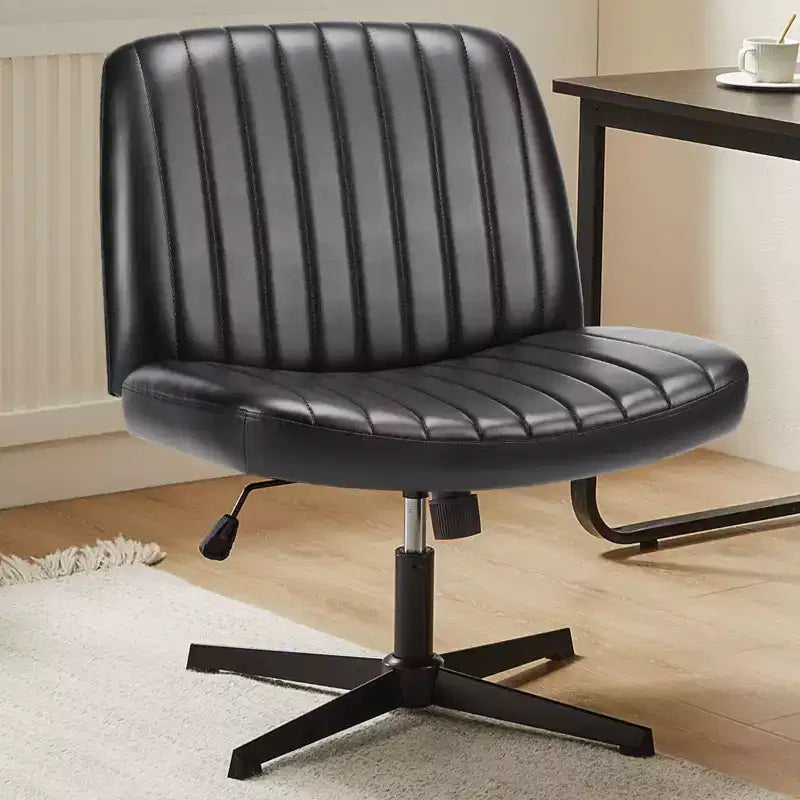 Sedia ergonomica da lavoro in pelle PU regolabile in altezza con gambe incrociate