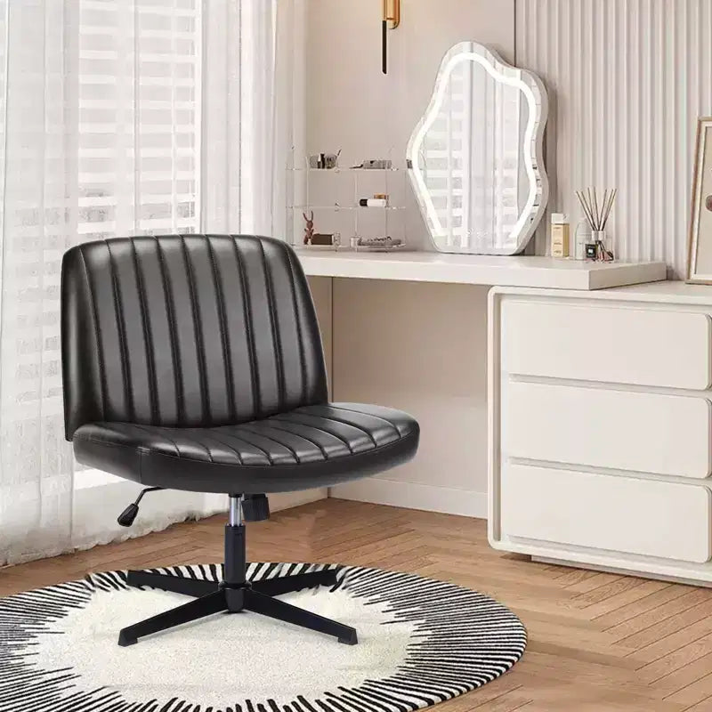 Sedia ergonomica da lavoro in pelle PU regolabile in altezza con gambe incrociate