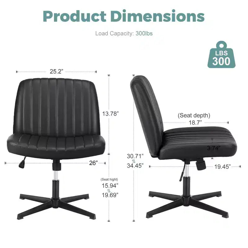 Sedia ergonomica da lavoro in pelle PU regolabile in altezza con gambe incrociate