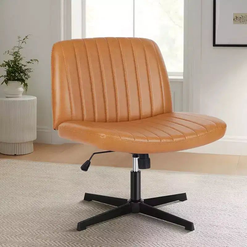 Sedia ergonomica da lavoro in pelle PU regolabile in altezza con gambe incrociate