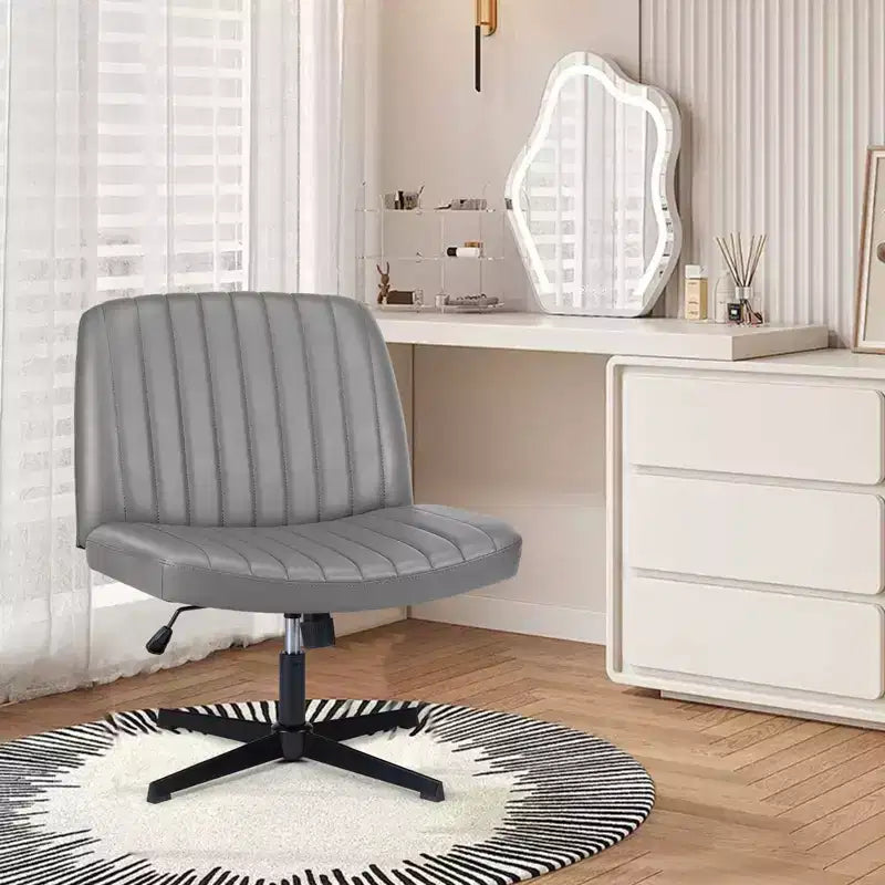 Sedia ergonomica da lavoro in pelle PU regolabile in altezza con gambe incrociate