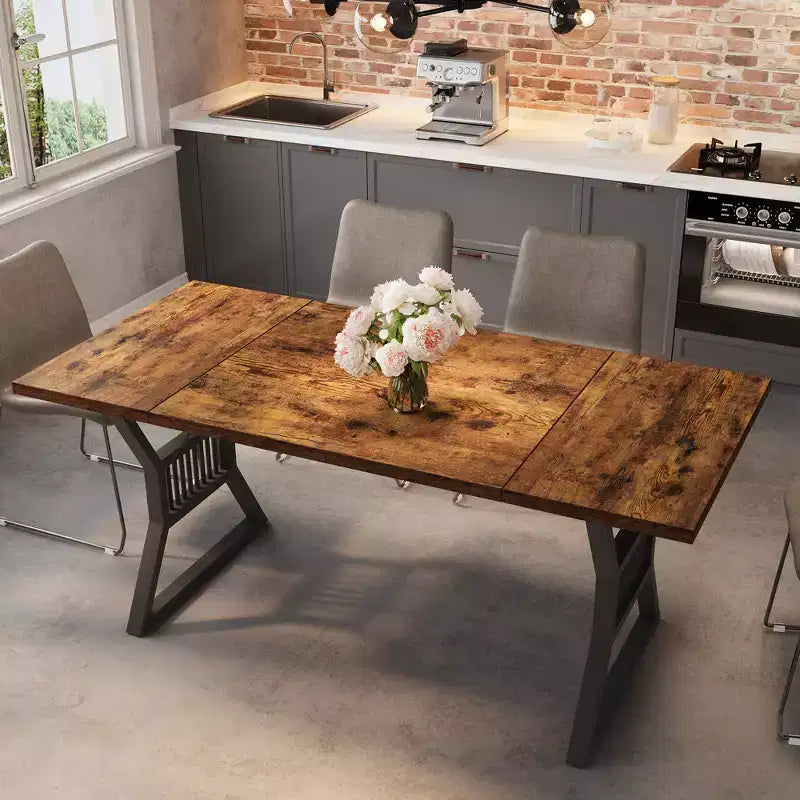 Tavolo da Pranzo da 180 cm per 6-8 Persone, Tavolo da Cucina con Robuste Gambe in Metallo, Tavolo da Pranzo Stile Rustico per Cucina, Soggiorno