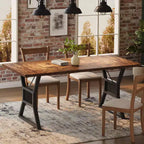 Tavolo da Pranzo da 180 cm per 6-8 Persone, Tavolo da Cucina con Robuste Gambe in Metallo, Tavolo da Pranzo Stile Rustico per Cucina, Soggiorno
