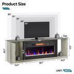 Mobile porta TV moderno con camino a LED da 70" per TV fino a 80", tavolino consolle per gaming PS5 con camino da 36" e armadietto per soggiorno