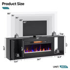 Mobile porta TV moderno con camino a LED da 70" per TV fino a 80", tavolino consolle per gaming PS5 con camino da 36" e armadietto per soggiorno