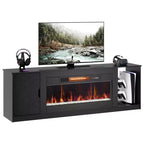 Mobile porta TV moderno con camino a LED da 70" per TV fino a 80", tavolino consolle per gaming PS5 con camino da 36" e armadietto per soggiorno