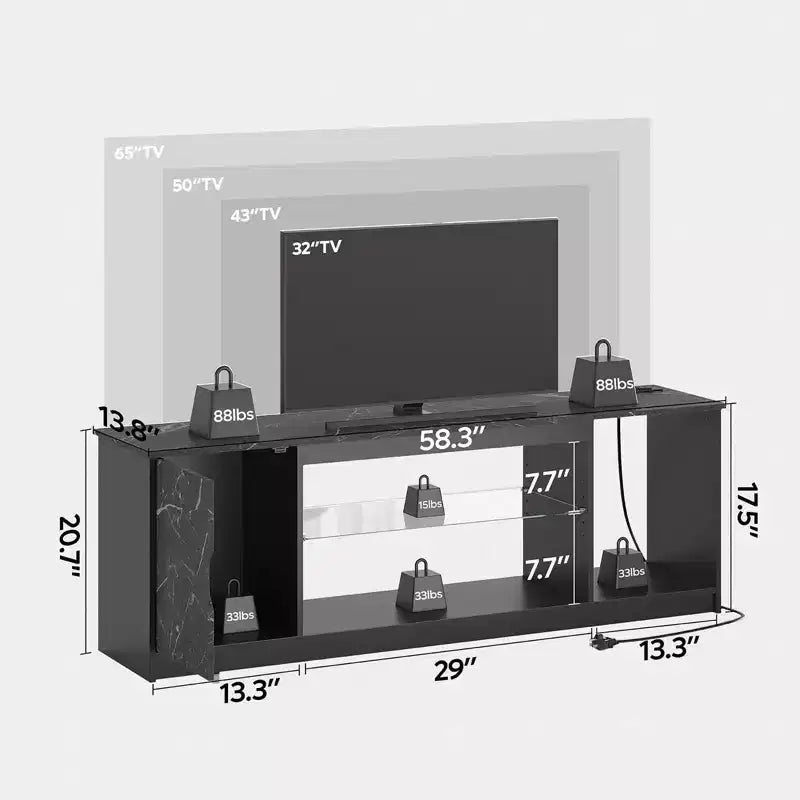 Mobile porta TV moderno con camino a LED da 70" per TV fino a 80", tavolino consolle per gaming PS5 con camino da 36" e armadietto per soggiorno