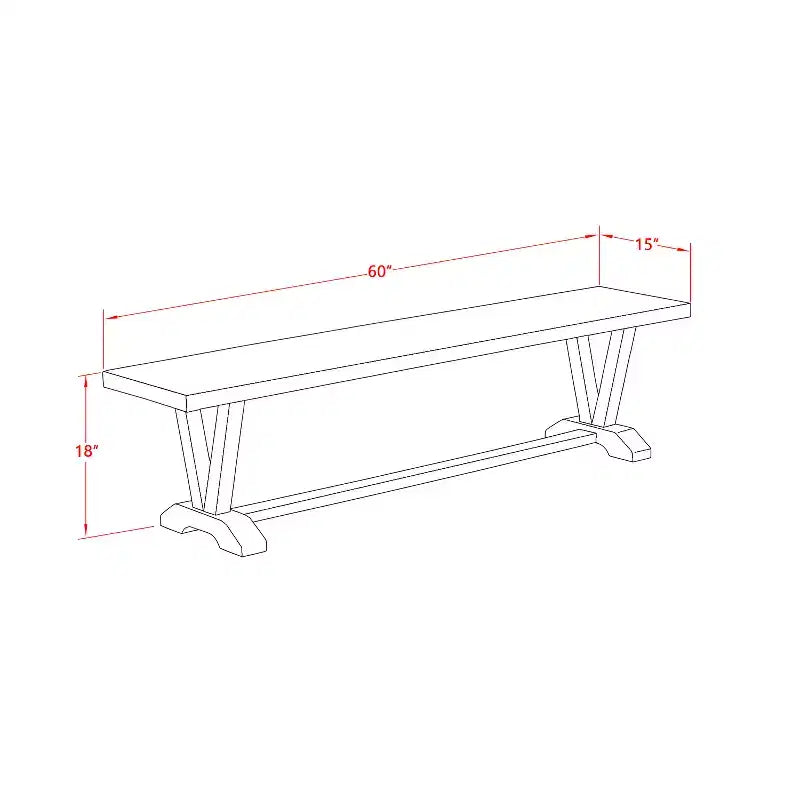 Panca moderna per tavolo da pranzo con sedile in legno, 60x15x18 pollici, nero/espresso
