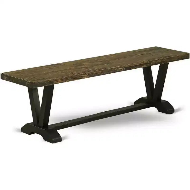 Panca moderna per tavolo da pranzo con sedile in legno, 60x15x18 pollici, nero/espresso