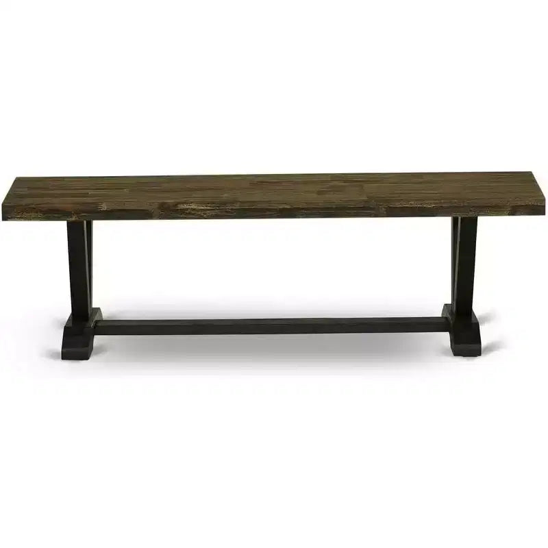 Panca moderna per tavolo da pranzo con sedile in legno, 60x15x18 pollici, nero/espresso