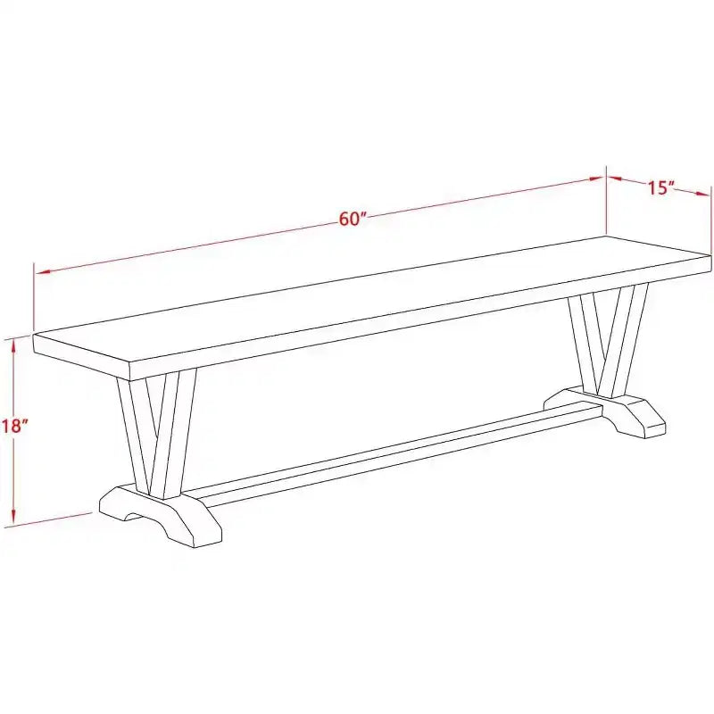Panca moderna per tavolo da pranzo con sedile in legno, 60x15x18 pollici, nero/espresso
