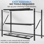Scaffalatura in metallo per garage a 3 ripiani per impieghi gravosi con capacità di 907 kg per ripiano, regolabile, design robusto