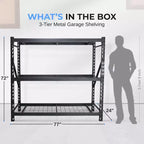Scaffalatura in metallo per garage a 3 ripiani per impieghi gravosi con capacità di 907 kg per ripiano, regolabile, design robusto