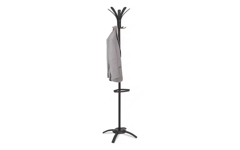 Appendiabiti, Struttura autoportante, Dieci pomelli, Acciaio/Plastica, 19.75l x 19.75p x 68.9a, Nero