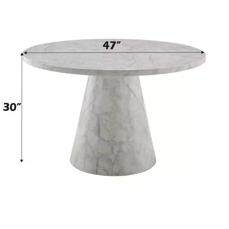 Tavolo da pranzo rotondo con piedistallo Yvonne Marble-Grain da 47"