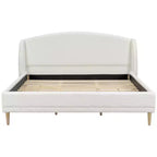 Nicky Boucle Letto Imbottito con Testiera a Orecchie, Bianco