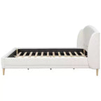 Nicky Boucle Letto Imbottito con Testiera a Orecchie, Bianco
