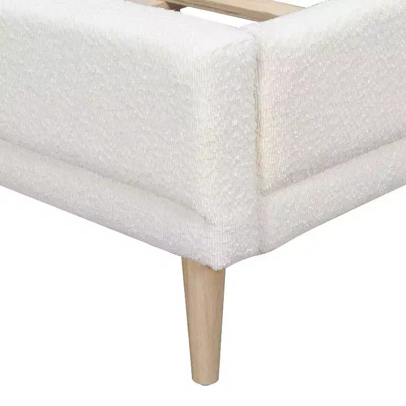 Nicky Boucle Letto Imbottito con Testiera a Orecchie, Bianco