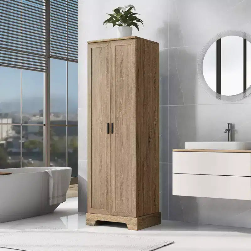 Mobile bagno a doppia anta con ripiano regolabile, armadietto verticale