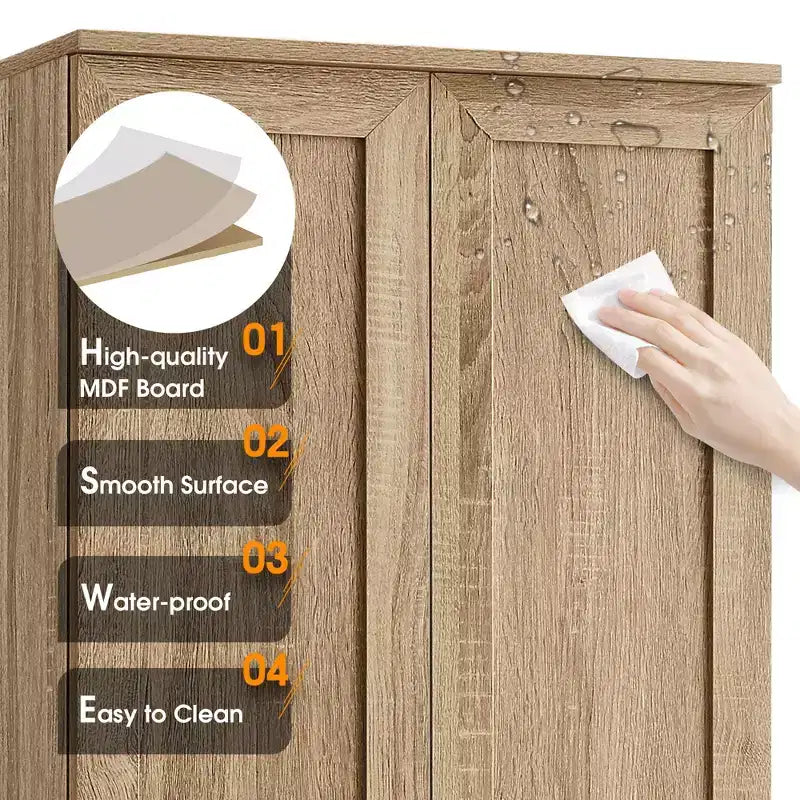 Mobile bagno a doppia anta con ripiano regolabile, armadietto verticale