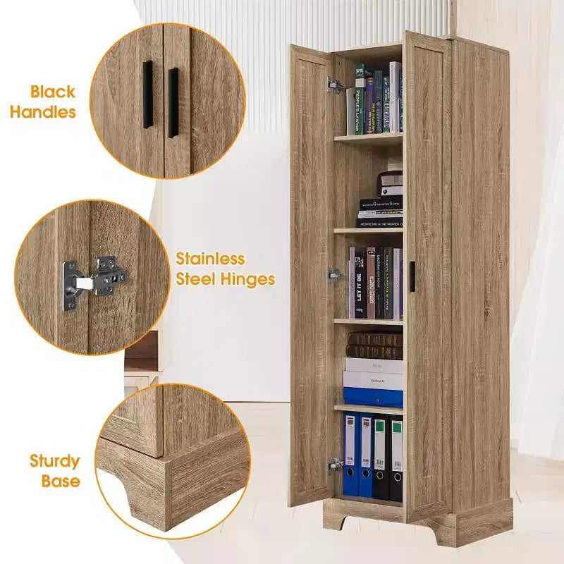 Mobile bagno a doppia anta con ripiano regolabile, armadietto verticale