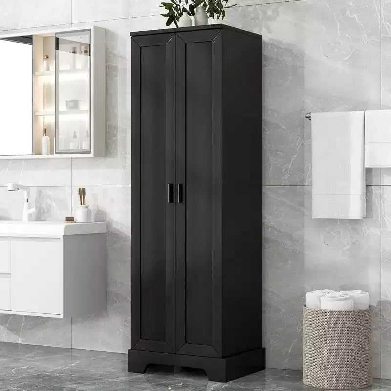 Mobile bagno a doppia anta con ripiano regolabile, armadietto verticale