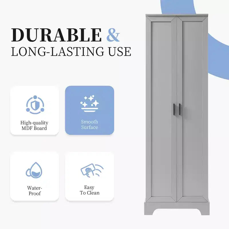 Mobile bagno a doppia anta con ripiano regolabile, armadietto verticale