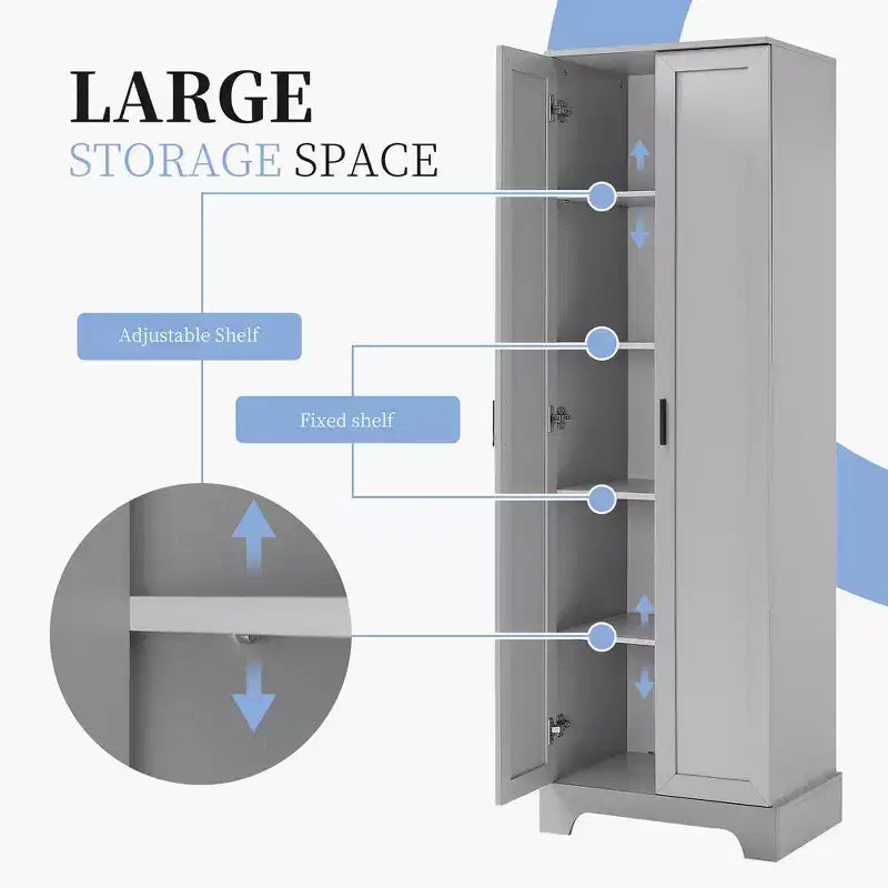 Mobile bagno a doppia anta con ripiano regolabile, armadietto verticale