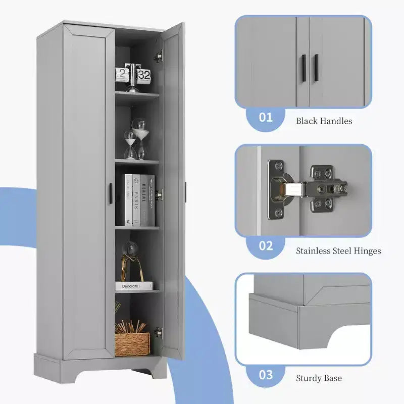 Mobile bagno a doppia anta con ripiano regolabile, armadietto verticale