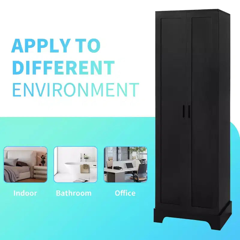 Mobile bagno a doppia anta con ripiano regolabile, armadietto verticale
