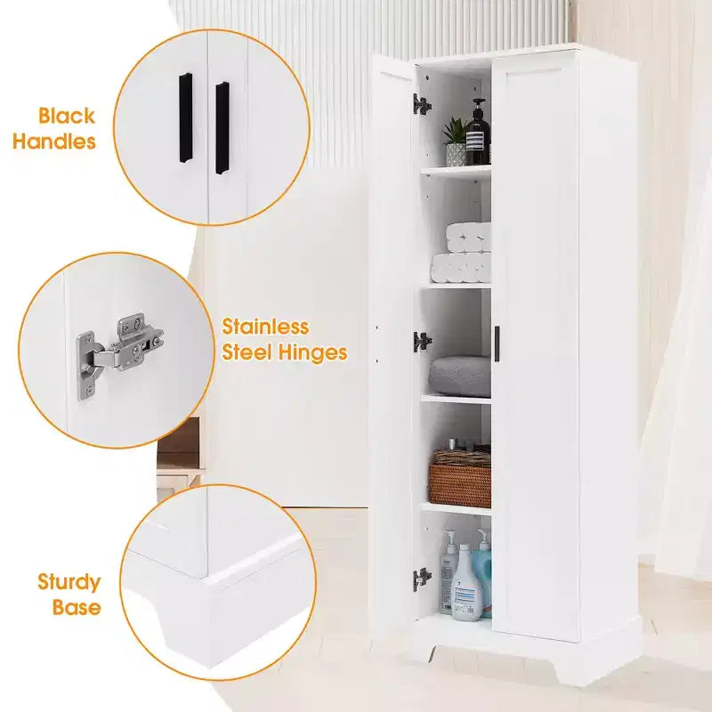 Mobile bagno a doppia anta con ripiano regolabile, armadietto verticale