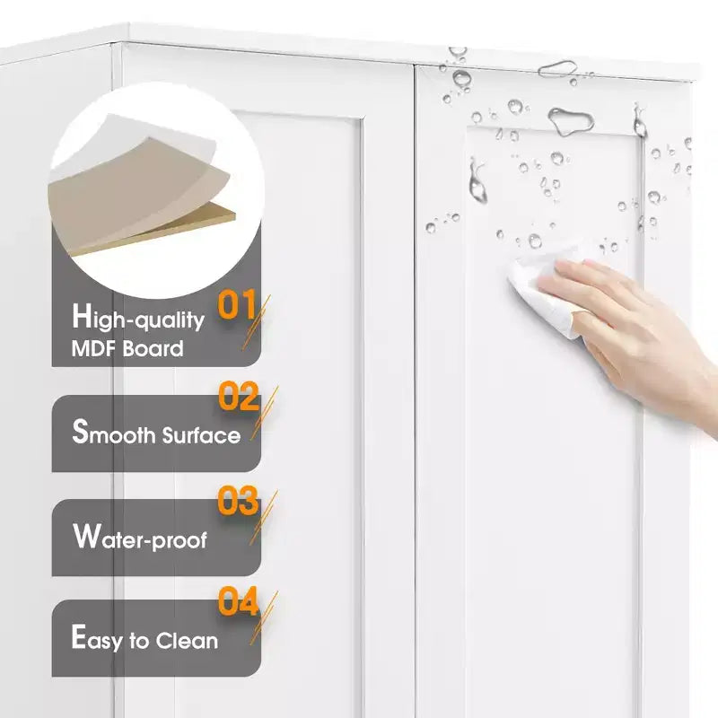 Mobile bagno a doppia anta con ripiano regolabile, armadietto verticale