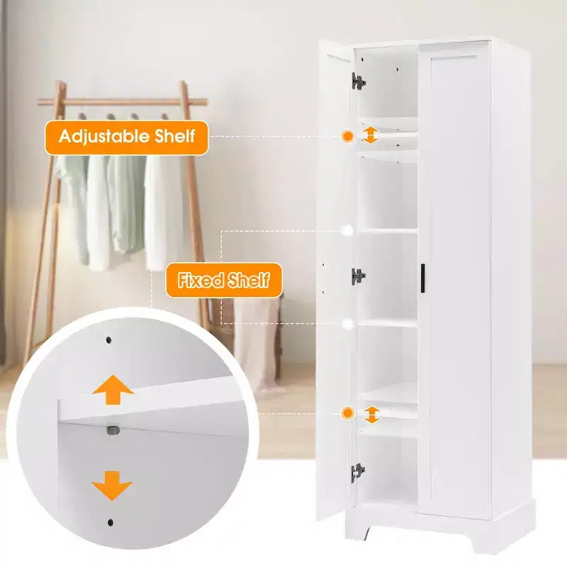 Mobile bagno a doppia anta con ripiano regolabile, armadietto verticale